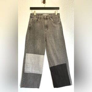 Tractr Gray and Black Colorblock Wide Leg Jeans Premium Denim Collection Sz 4/27